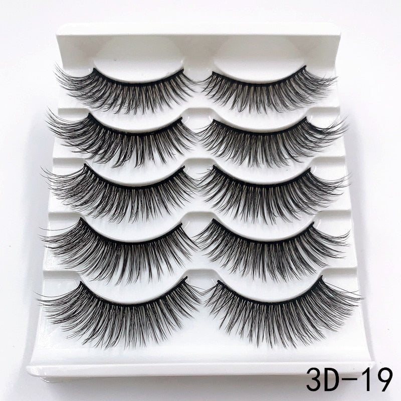 5 Pairs Faux Mink Eyelashes Fluffy Wispy Long Dramatic False Lashes Thick Volume Fake Eyelashes Natural Soft Extension Eyelash