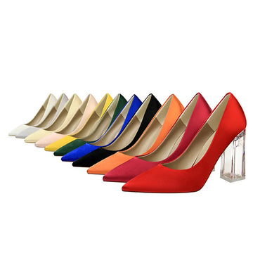 Women's High Heels Shoes Solid Silk Design Pointed Toe Pumps Women Super High  Heel Ladies Shoes New Arrival