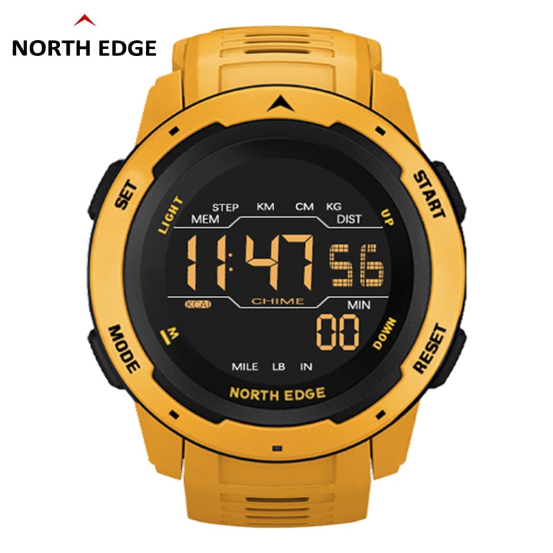 NORTH EDGE Mars Men Digital Watch Men&#39;s Military Sport Watches Waterproof 50M Pedometer Calories Stopwatch Hourly Alarm Clock