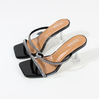 Sexy Women&#39;s High Heel Sandals 2023 Summer New Rhinestone Belt Transparent Horseshoe