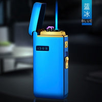 New Windproof Metal USB Lighter Torch Turbo Lighter Jet Dual Arc LED Lighter Gas Chargeable Electric Butane Pipe Cigar Lighter