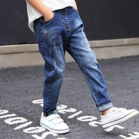 IENENS Fashion Jeans For Kids Boys Denim Long Pants Spring Autumn Slim Jeans Young Boy Cowboy Trousers Elastic Waist Pants