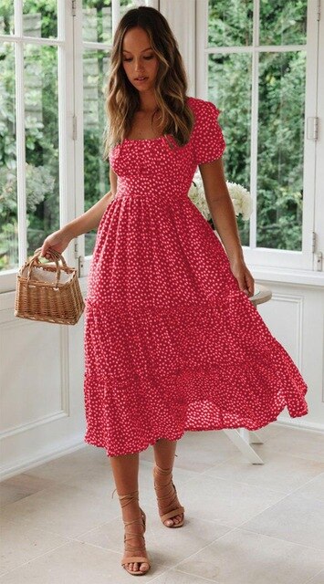 Vestidos Vintage Vintage Print Puff Sleeve summer Beach sweet dresses Casual Square collar floral maxi long dress 2023 festa