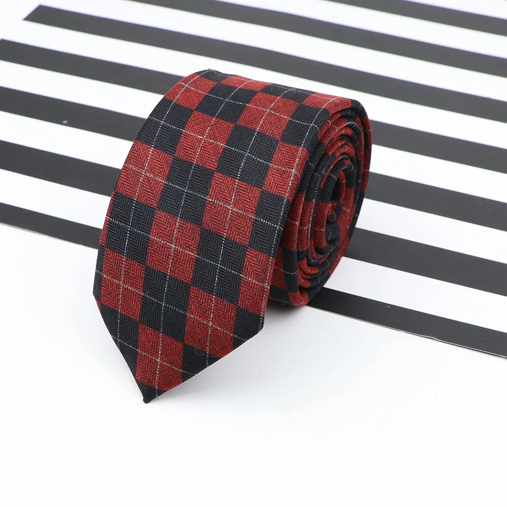 Men's  Business Diamond Check Tie Artificial Wool Cotton Dark Color Tie Striped Black Grey Necktie For Daily Accessory Paty Gift