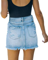 2021 Summer Women&#39;s Denim Jeans Hip A-line Wash Mini Skirt Ropa Mujer