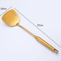 Stainless Steel Gold Kitchenware Cooking Utensils 1PC Kitchen Non-stick Cookware Spatula Easy Clean Soup Spoon For Home Gadget
