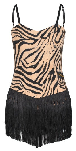 2021 Latin Dance Dress For Women Fringed dress Leopard Sleeveless Dress