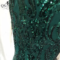 One Shoulder Emerald Evening Dresses Green Sequined Long Mermaid Prom Gown Glitter Elegant Party Dress Pattern Lace Formal Dress