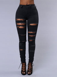 Hot sale ripped jeans for women sexy skinny denim jeans fashion street casual pencil pants female spring and summer clothing