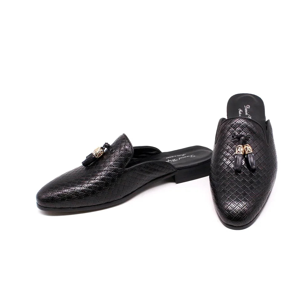 Fashion Outdoor  Half Loafers Genuine Leather Mules Tassel Men Casual Shoes