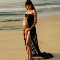 Photography Props Sexy Maternity Dress Sleeveless Strapless Lace Maxi Gown Pregnant Dresses for Photo Shoot Summer Dress