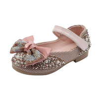 New Children Leather Shoes Rhinestone Bow Princess Girls Party Dance Shoes