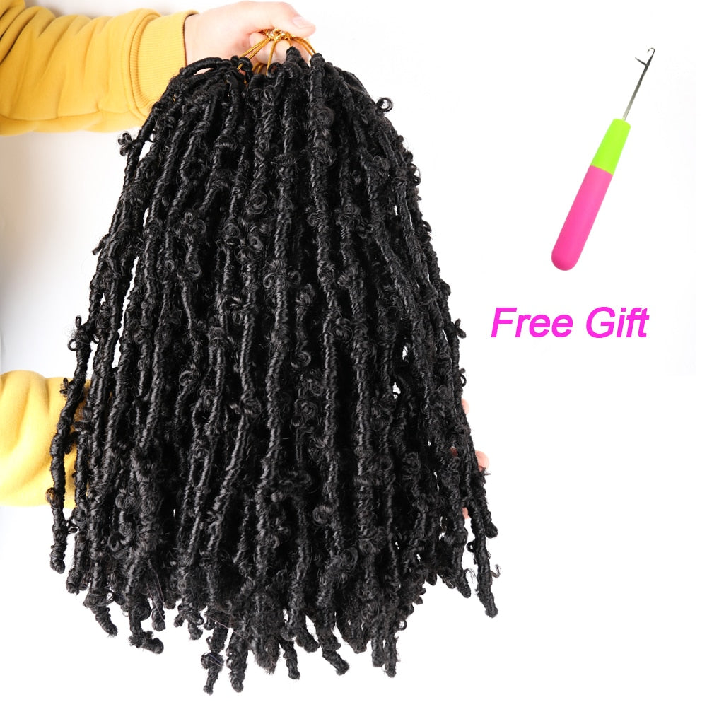 Black Star Butterfly Locs Crochet Hair Bob Distressed Locs Most Natural Pre Looped Braids Hair Extensions for Women