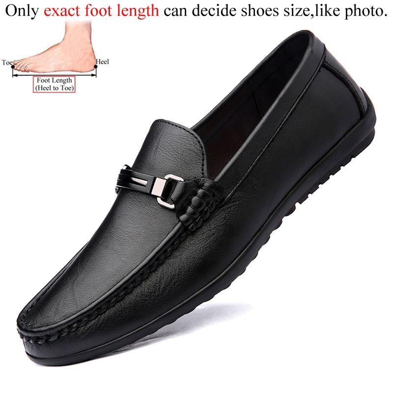 Loafers Men Casual Leather Shoes Slip On Spring Summer Black Brown Fashion Italian Trendy Luxury Designer Brand Loafer