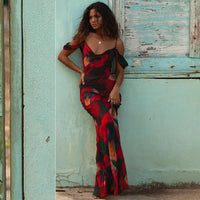 Cryptographic Fashion Print Mesh See Through Sexy Slip Maxi Dresses Women Summer Holiday Sleeveless Club Party Dresses Elegant
