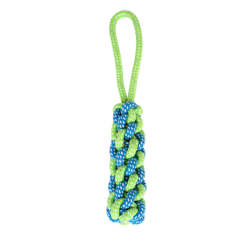 1pc Pet Dog Toy Rope Double Knot Cotton Braided Dog Rope