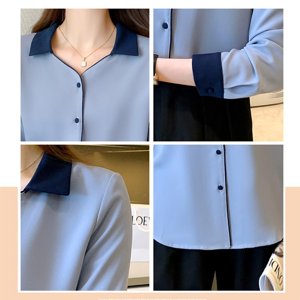 Women's Shirt Solid Basic Chiffon Shirts 2023 Spring Autumn New Commuter Work Wear Long Sleeve Lapel Blouse Female Clothing 3XL