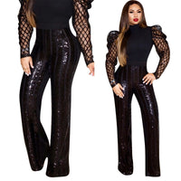 Sexy Women&#39;s Fashion Shirt Tops Sexy Plaid Mesh Long Puff Sleeve See-through Turtleneck