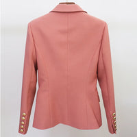 HIGH STREET Newest 2023 Runway Designer Blazer Women's Classic Lion Buttons Double Breasted Slim Fitting Blazer Jacket Dust Rose