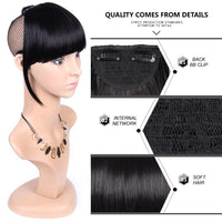 Leeons Short Synthetic Bangs Heat Resistant Hairpieces Hair Women Natural Short Fake Hair Bangs Hair Clips For Extensions Black