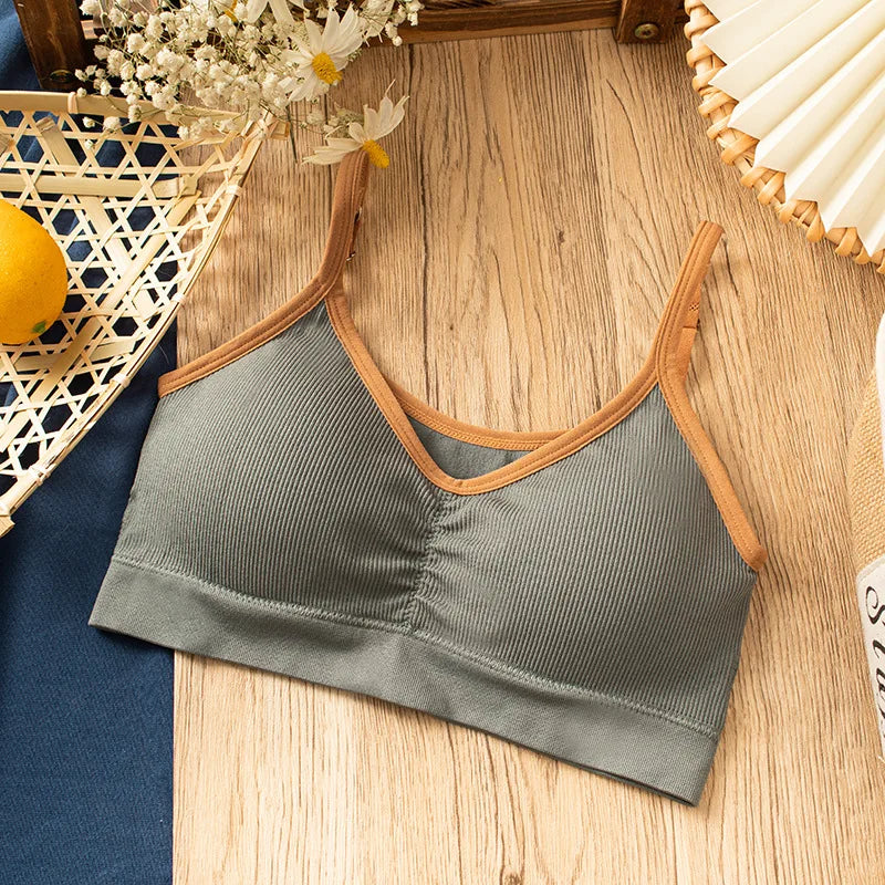 Women's Cotton Underwear Tube Tops Sexy Color Matching Bra Fashion Sports Comfort Tank Up Girl Suspender Underwear Sexy Lingerie