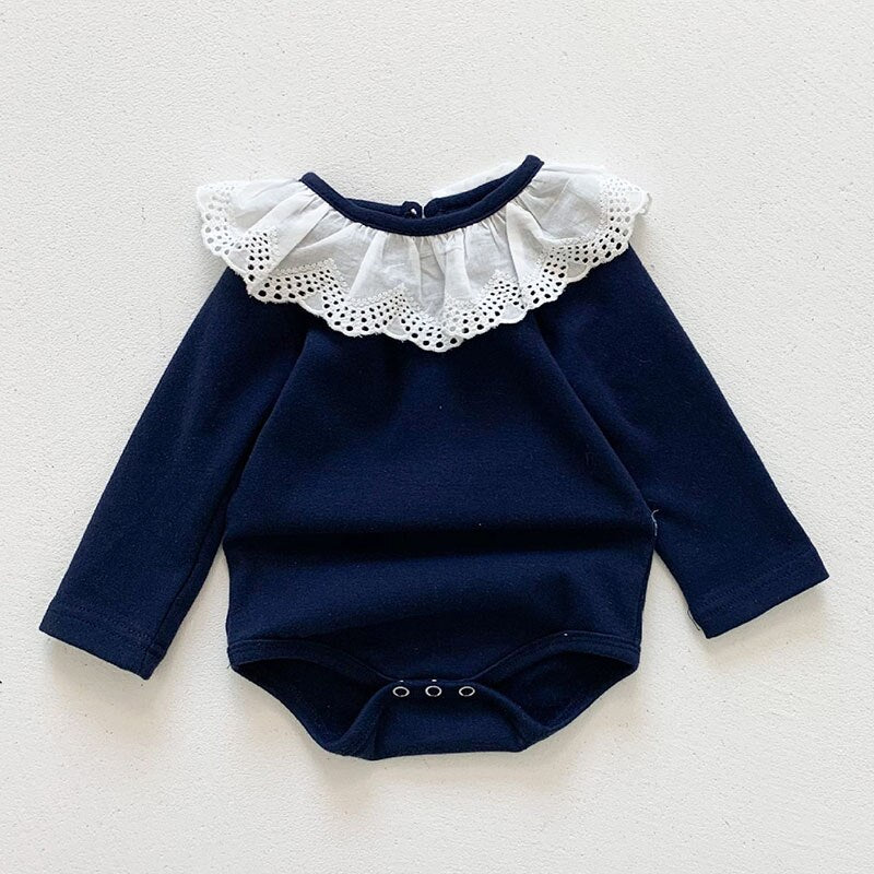 2021 New Autumn Kids Girl Long Sleeve Embroider Rompers Spring Infant Baby Girl Romper