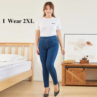 Women  Jeans for Curvy  Elastic Waist Stretchy Denim Pants Tummy Control Mom Jeans 4XL ouc551