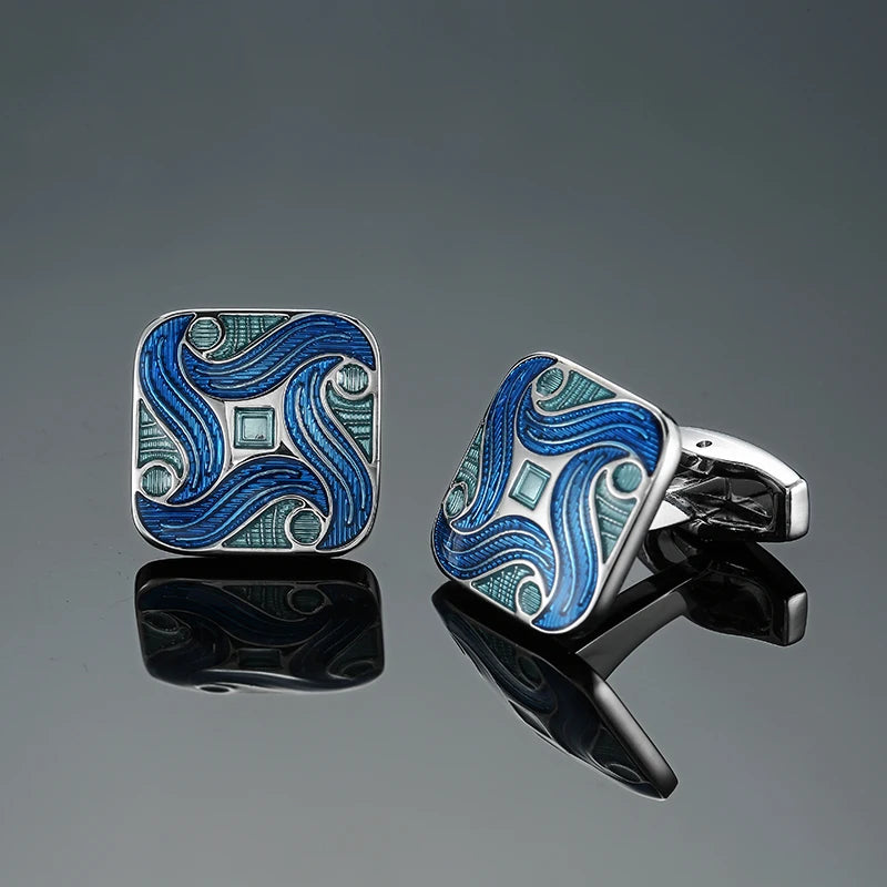 Classic French shirt Cufflinks High quality hand painted red blue black enamel button metal men's clothing accessories jewelry