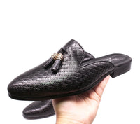 Fashion Outdoor  Half Loafers Genuine Leather Mules Tassel Men Casual Shoes