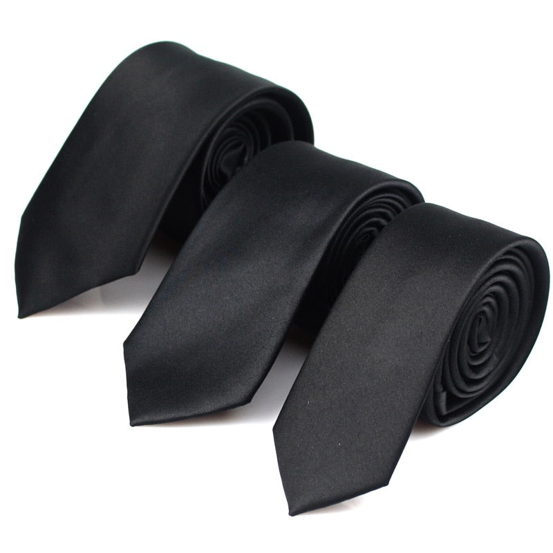 Black Neck Ties For Men Women Casual Suits Solid Tie Gravatas Skinny Mens Neckties