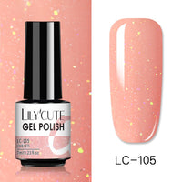 LILYCUTE 7ml Glitter Sequins Nail Gel Polish Gel Rose Gold Semi Permanent Hybrid Nail Art DIY Design Varnish