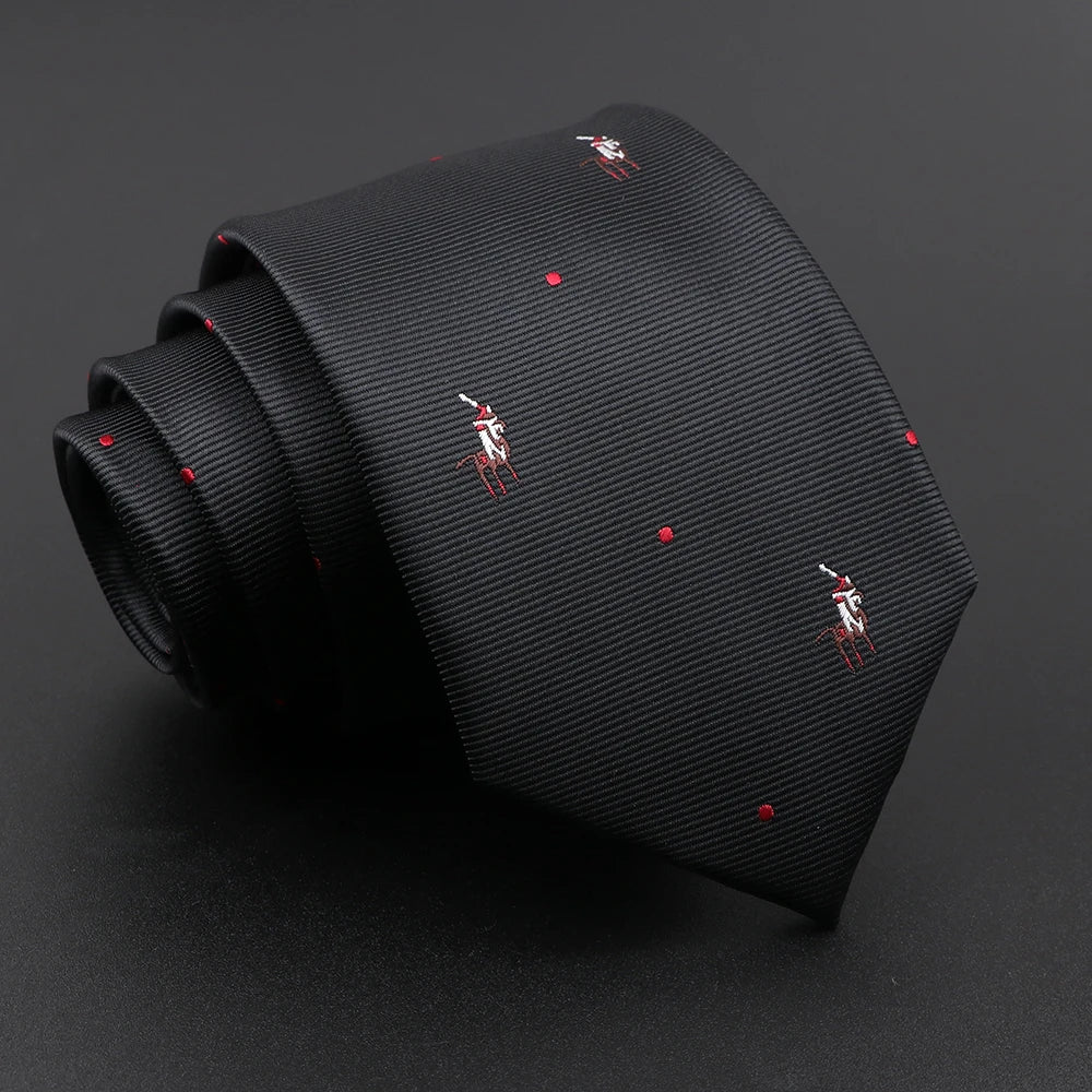 Novelty Men's Tie Floral Feather Elk Geometric Patten Red Blue Neckties Leisure Business Daily Wear Cravat Wedding Party Gift