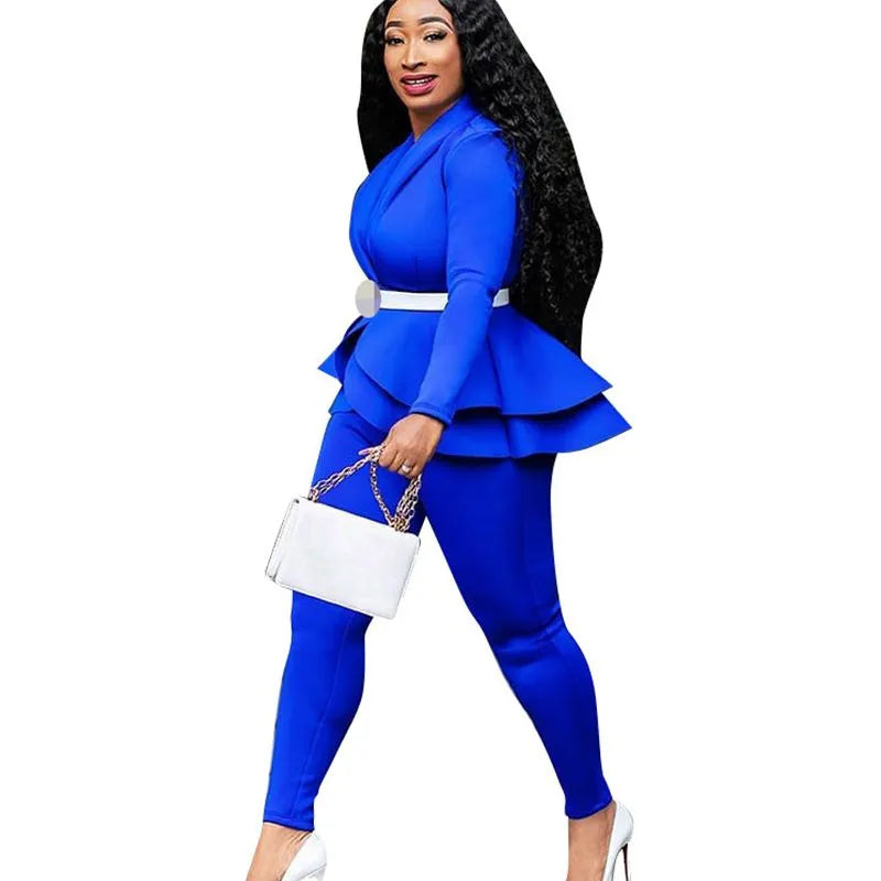 two piece set women office female 2 piece set for women long sleeve suit pants two pieces sets winter women's suits