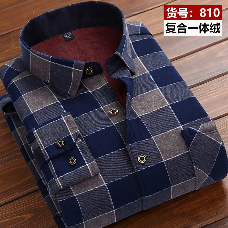 2025 winter Men's fashion smart casual striped long Sleeve Shirts,autumn men thicken Shirt Slim Fit Shirt Male full size M-4XL
