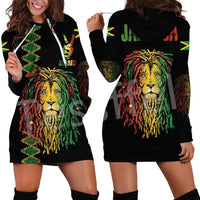 Tessffel NewFashion Country Reggae Jamaica Lion Emblem Retro Tattoo 3DPrint Pullover Sexy Women Hoodie Dress Funny Casual A1