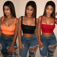 Sexy Women Solid Strappy Tank 2020 Vest Crop Top Summer Beach Party Sleeveless Slash Neck Tanks Woman Girls Bralette Tank Top