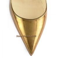 Gold Metallic Heels Pointy Toe Stiletto Heel Pumps For Office Lady Mirror Shiny Stiletto Heel Slip On Dress Women Shoes