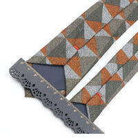 Men's  Business Diamond Check Tie Artificial Wool Cotton Dark Color Tie Striped Black Grey Necktie For Daily Accessory Paty Gift
