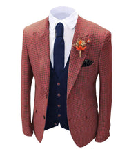 1 piece Orange  Men&#39;s Plaid Wool Tweed  Blazer Groomsmen Tuxedo