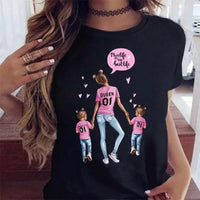 Maycaur Women Cartoon Mom Mother Boy Girl Print Mother Lady T-shirts Casual Top T Shirt Ladies Womens Graphic Female Tee T-Shirt