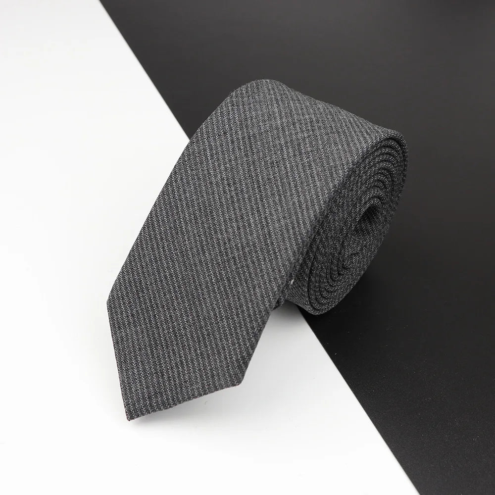 High Quality Classical Color Black Grey Skinny 100% Wool Tie Men Necktie For Business Meeting Fashion Shirt Dress Accessories