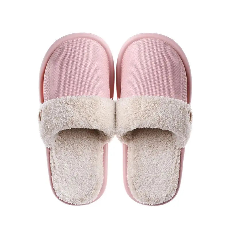 JIANBUDAN Plush warm Home flat slippers Lightweight soft comfortable winter slippers Women's cotton shoes Indoor plush slippers