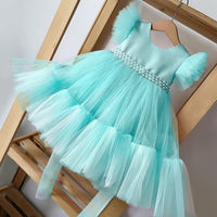 Pageant Formal Bridesmaid Dresses Girls Tulle Fluffy Wedding Princess Dress For Kids Elegant Children Birthday Party Prom Gown