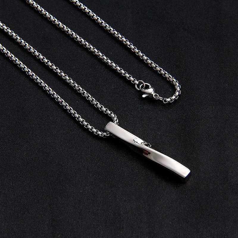 2023 Fashion New Black Rectangle Pendant Necklace Men collar Trendy Simple Stainless Steel Chain Men Necklace Jewelry Gift