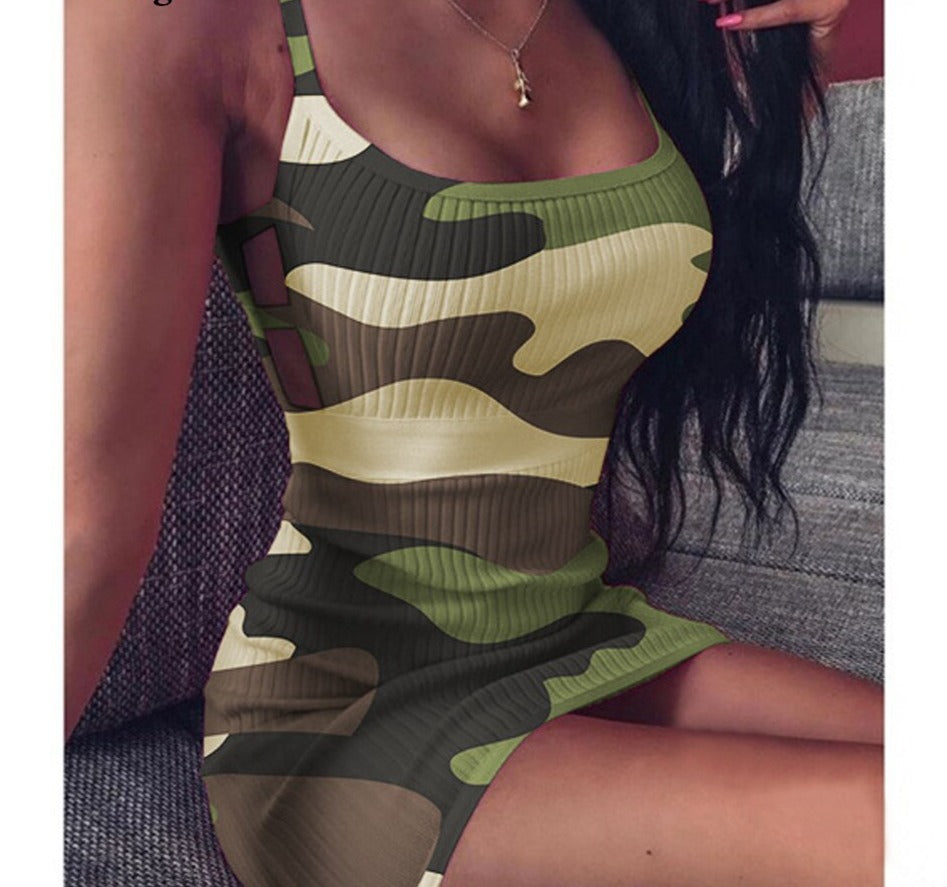 2022 Sexy Women's Short Dress Summer Sexy Camouflage Print Camis Befree Mini Dress