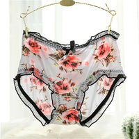 2023 New Cute Intimates Soft Smooth  Girls Underwears Ruffle Bow Flower Print Plus Size Sexy Lingeries Women's Panties