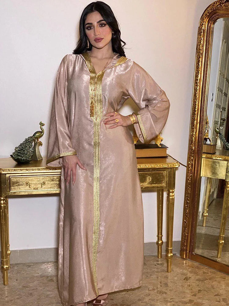 Djellaba Arabic Long Dress for Women Islamic Dubai Hoody Abaya Moroccan Party Kaftan Gulf Jalabiya Ramadan Eid Muslim Abayas