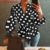 Celmia 2023 Fashion Women Blouse Elegant Lantern Sleeve Tunic Shirts Summer Casual Belted Solid Sexy V-Neck Tops Elegant Blusas