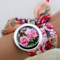 Shsby New Design Ladies Flower Cloth Wrist Watch Fashion Women Dress Watch High Quality Fabric Clock Sweet Girls Watch