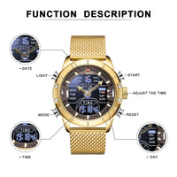 NAVIFORCE Men Watch Top Luxury Brand Man Military Sport Quartz Wrist Watches Stainless Steel LED Digital Clock Relogio Masculino